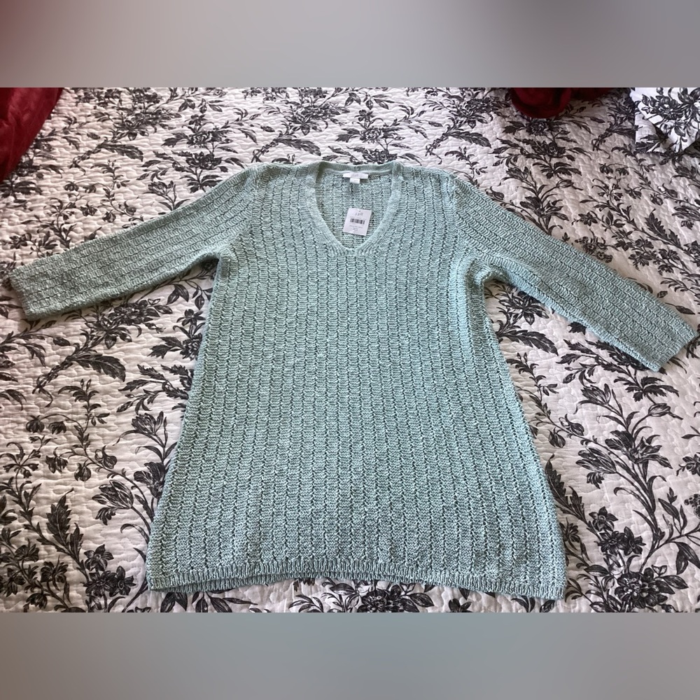 Jjill NWT v-neck, 3/4 sleeve cotton rich (83%) sweater